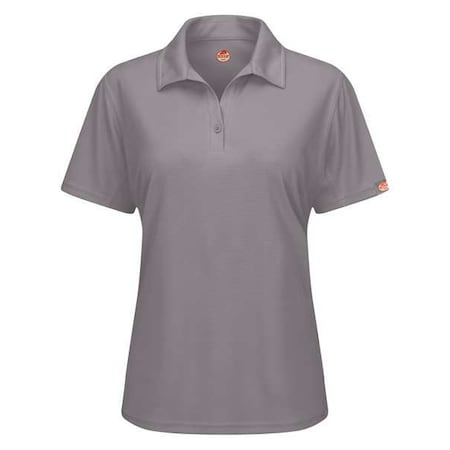 Women's Short Sleeve Polo, Polyester, Button, 0 Pocket(s), Gray, XS MPN:SK91GY SS XS