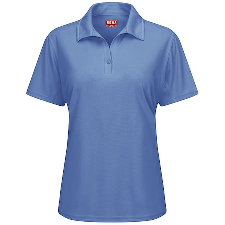 Women's Short Sleeve Polo, Polyester, Button, 0 Pocket(s), Medium Blue, S MPN:SK91MB SS S