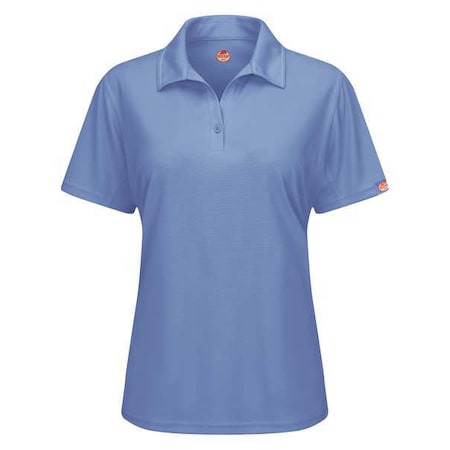Women's Short Sleeve Polo, Polyester, Button, 0 Pocket(s), Medium Blue, XL MPN:SK91MB SS XL