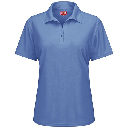 Women's Short Sleeve Polo, Polyester, Button, 0 Pocket(s), Medium Blue, XS MPN:SK91MB SS XS