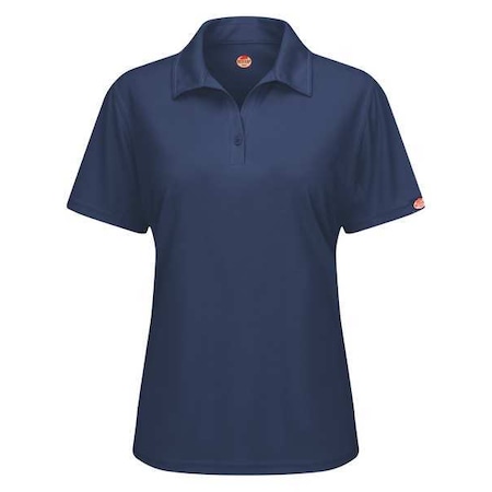 Women's Short Sleeve Polo, Polyester, Button, 0 Pocket(s), Navy, 3XL MPN:SK91NV SS 3XL