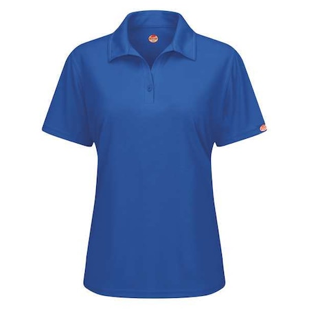 Women's Short Sleeve Polo, Polyester, Button, 0 Pocket(s), Royal Blue, L MPN:SK91RB SS L