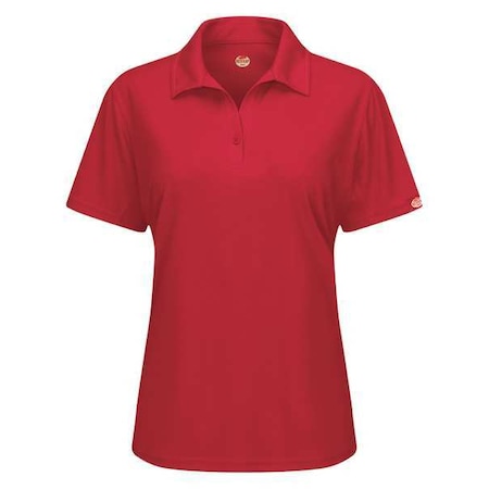 Women's Short Sleeve Polo, Polyester, Button, 0 Pocket(s), Red, 3XL MPN:SK91RD SS 3XL