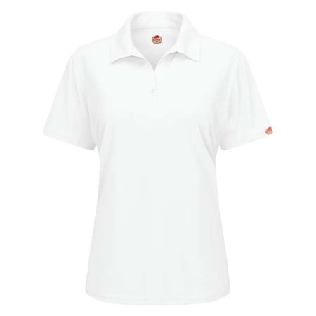 Women's Short Sleeve Polo, Polyester, Button, 0 Pocket(s), White, 3XL MPN:SK91WH SS 3XL