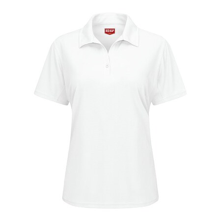 Women's Short Sleeve Polo, Polyester, Button, 0 Pocket(s), White, S MPN:SK91WH SS S