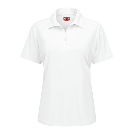 Women's Short Sleeve Polo, Polyester, Button, 0 Pocket(s), White, XS MPN:SK91WH SS XS