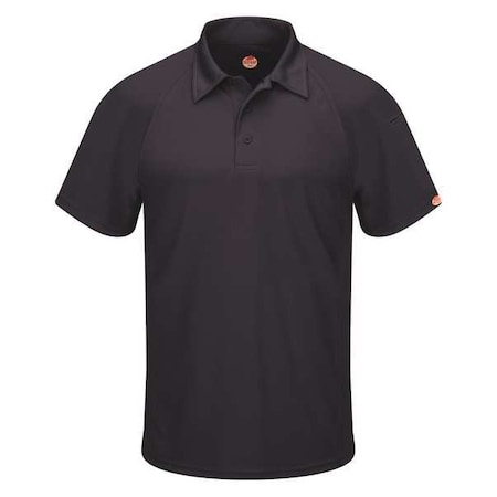 Men's Short Sleeve Polo, Polyester, Button, 2 Pocket(s), Black, XL MPN:SK92BK SS XL
