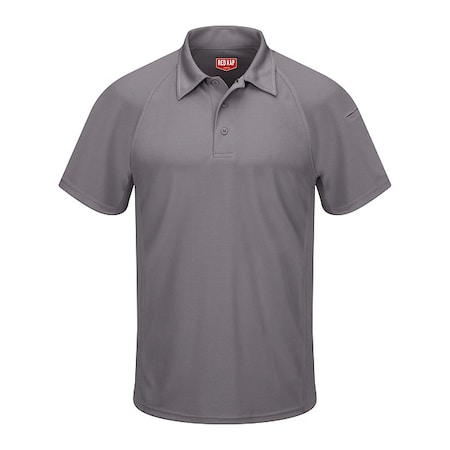 Men's Short Sleeve Polo, Polyester, Button, 2 Pocket(s), Gray, L MPN:SK92GY SS L