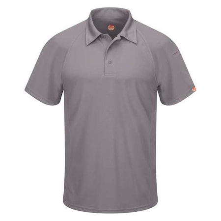 Men's Short Sleeve Polo, Polyester, Button, 2 Pocket(s), Gray, M MPN:SK92GY SS M