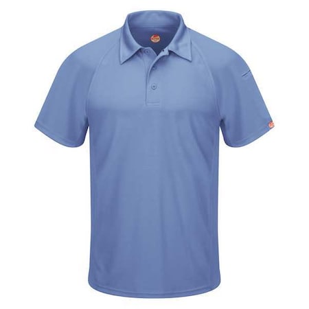 Men's Short Sleeve Polo, Polyester, Button, 2 Pocket(s), Medium Blue, 3XL MPN:SK92MB SS 3XL