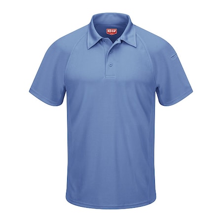 Men's Short Sleeve Polo, Polyester, Button, 2 Pocket(s), Medium Blue, M MPN:SK92MB SS M