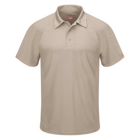 Men's Short Sleeve Polo, Polyester, Button, 2 Pocket(s), Tan, S MPN:SK92TN SS S