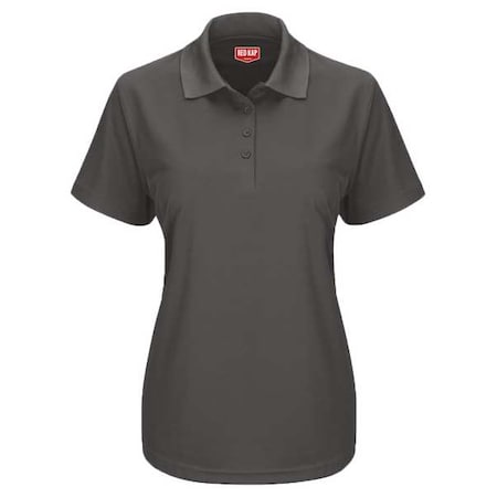 Women's Short Sleeve Polo, Polyester, Button Fronts, 0 Pocket(s), Gray, XL MPN:SK97CH SS XL