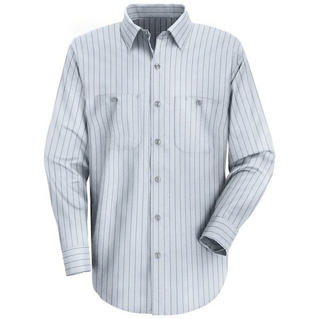 Long Sleeve Striped Work Shirt, 65% Polyester / 35% Cotton, Button Front, Blue/Navy, L MPN:SP10BB LN L
