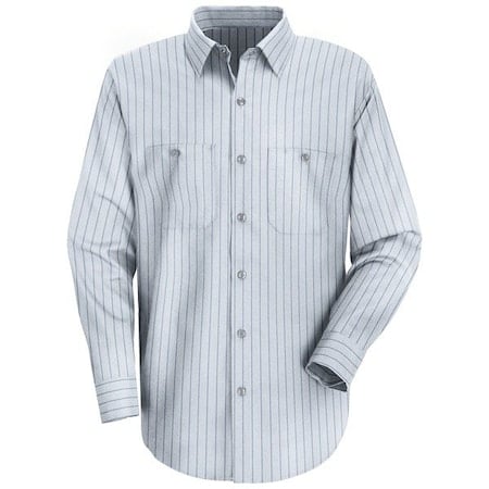 Long Sleeve Striped Work Shirt, 65% Polyester / 35% Cotton, Button Front, Blue/Navy, 4XL MPN:SP10BB RG 4XL