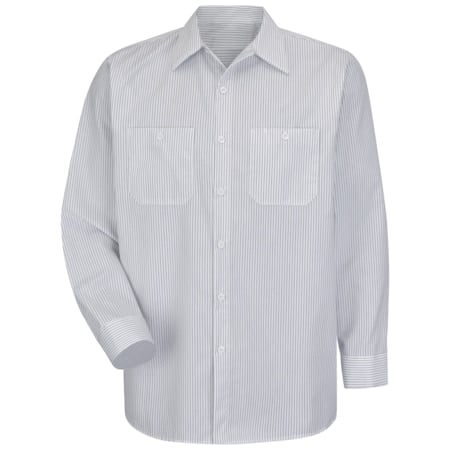 Long Sleeve Striped Work Shirt, 65% Polyester / 35% Cotton, Button Front, Charcoal/White, 3XL MPN:SP10CW LN 3XL