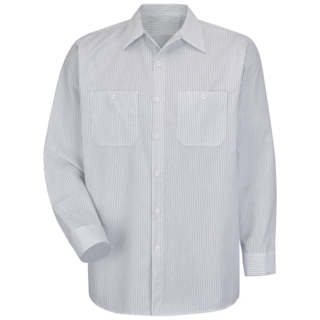 Long Sleeve Striped Work Shirt, 65% Polyester / 35% Cotton, Button Front, Charcoal/White, L MPN:SP10CW LN L