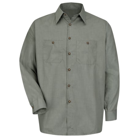 Men's Long Sleeve Microcheck Uniform Shirt, 65% Polyester/35% Cotton, Button Fronts, 4XL MPN:SP10HK RG 4XL