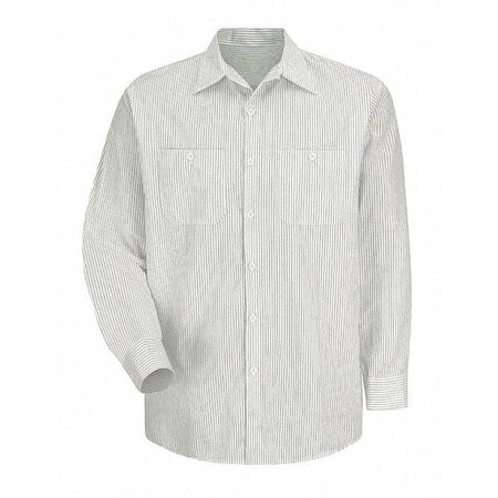 Long Sleeve Striped Work Shirt, 65% Polyester/35% Cotton, Button Fronts, White/Green, 2XL MPN:SP10GW RG XXL