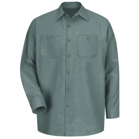 Men's Long Sleeve Poplin Work Shirt, Cotton/Polyester, Button Fronts, 2 Pocket(s), Light Green, M MPN:SP14LG LN M