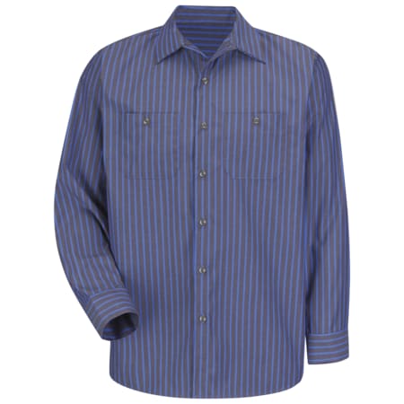 Men's Long Sleeve Exxon Stripe Work Shirt, 65% Polyester/35% Cotton, Gray/Black, L MPN:SP14EX LN L