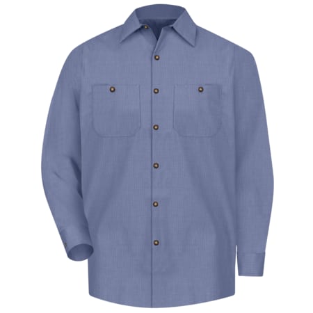 Men's Long Sleeve Microcheck Work Shirt, 65% Polyester/35% Cotton, Blue/Lt. Blue, M MPN:SP14DN RG M