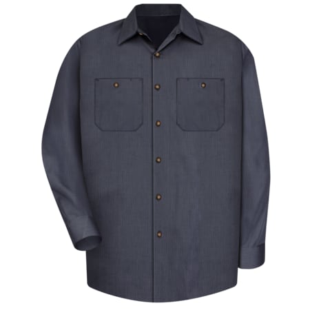 Men's Long Sleeve Microcheck Work Shirt, 65% Polyester/35% Cotton, Gray/Blue, 3XL MPN:SP14GB RG 3XL