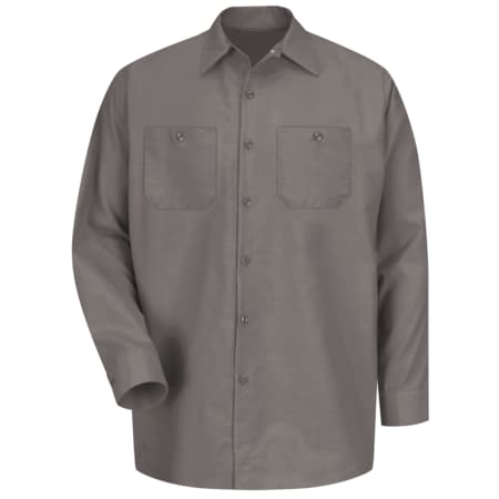 Men's Long Sleeve Poplin Work Shirt, Cotton/Polyester, Button Fronts, 2 Pocket(s), Gray, 2XL MPN:SP14GY RG XXL