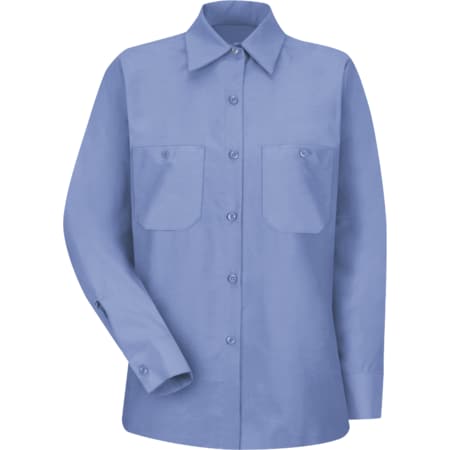 Women's Long Sleeve Work Shirt, Cotton/Polyester, Button Fronts, 2 Pocket(s), Light Blue, 3XL MPN:SP13LB RG 3XL