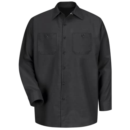 Men's Long Sleeve Industrial Work Shirt, Cotton/Polyester, Button Fronts, 2 Pocket(s), Black, 2XL MPN:SP14BK LN XXL