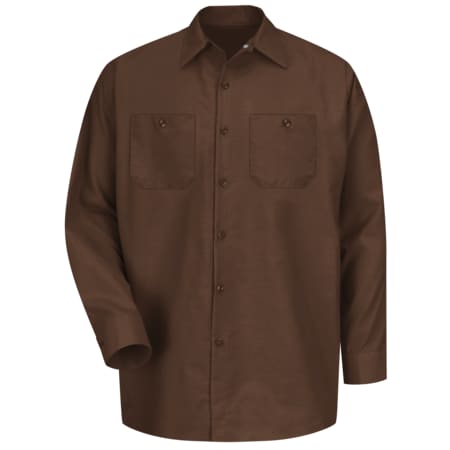 Men's Long Sleeve Industrial Work Shirt, Cotton/Polyester, Button Fronts, 2 Pocket(s), Brown, L MPN:SP14CB RG L