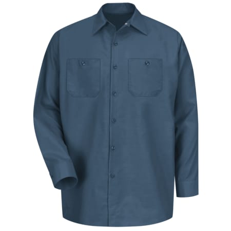 Men's Long Sleeve Industrial Work Shirt, Cotton/Polyester, Button Fronts, 2 Pocket(s), Dark Blue, L MPN:SP14DB LN L