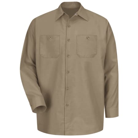 Men's Long Sleeve Poplin Work Shirt, Cotton/Polyester, Button Fronts, 2 Pocket(s), Khaki, S MPN:SP14KK RG S