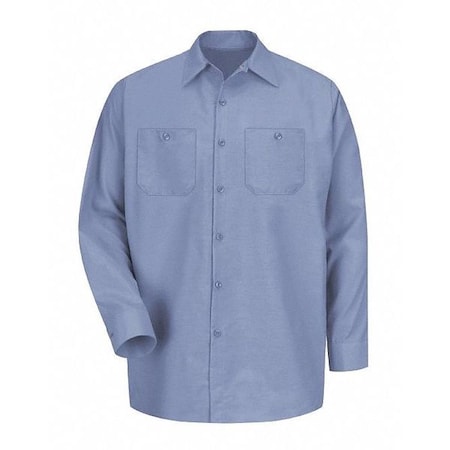 Men's Long Sleeve Poplin Work Shirt, Cotton/Polyester, Button Fronts, 2 Pocket(s), Light Blue, 4XL MPN:SP14LB LN 4XL