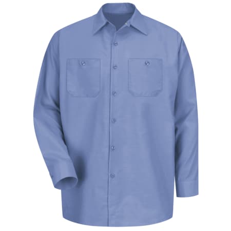 Men's Long Sleeve Poplin Work Shirt, Cotton/Polyester, Button Fronts, 2 Pocket(s), Light Blue, 5XL MPN:SP14LB LN 5XL