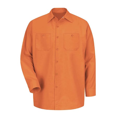Men's Long Sleeve Poplin Work Shirt, Cotton/Polyester, Button Fronts, 2 Pocket(s), Orange, 2XL MPN:SP14OR RG XXL