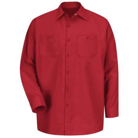 Men's Long Sleeve Poplin Work Shirt, Cotton/Polyester, Button Fronts, 2 Pocket(s), Red, L MPN:SP14RD RG L