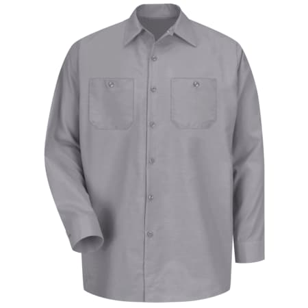 Men's Long Sleeve Poplin Work Shirt, Cotton/Polyester, Button Fronts, 2 Pocket(s), Silver Gray, 3XL MPN:SP14SV LN 3XL