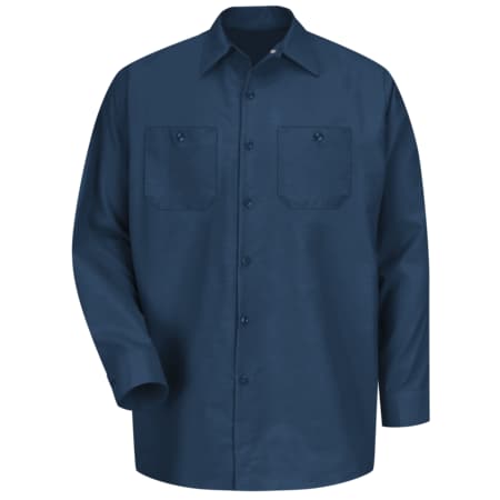 Men's Long Sleeve Poplin Work Shirt, Cotton/Polyester, Button Fronts, 2 Pocket(s), Navy, 4XL MPN:SP14NV XLN4XL