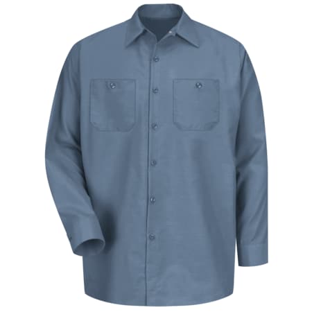 Men's Long Sleeve Poplin Work Shirt, Cotton/Polyester, Button Fronts, 2 Pocket(s), Post Blue, 4XL MPN:SP14PB RG 4XL