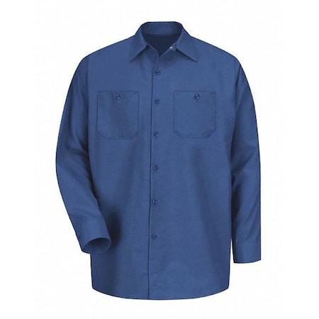 Men's Long Sleeve Poplin Work Shirt, Cotton/Polyester, Button Fronts, 2 Pocket(s), Royal Blue, M MPN:SP14RB RG M