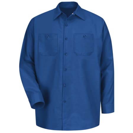 Men's Long Sleeve Poplin Work Shirt, Cotton/Polyester, Button Fronts, 2 Pocket(s), Royal Blue, 2XL MPN:SP14RB RG XXL