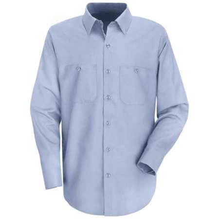Men's Long Sleeve Industrial Work Shirt, Cotton/Polyester, Button, 2 Front Pocket(s), Light Blue, M MPN:SP14LB RG M