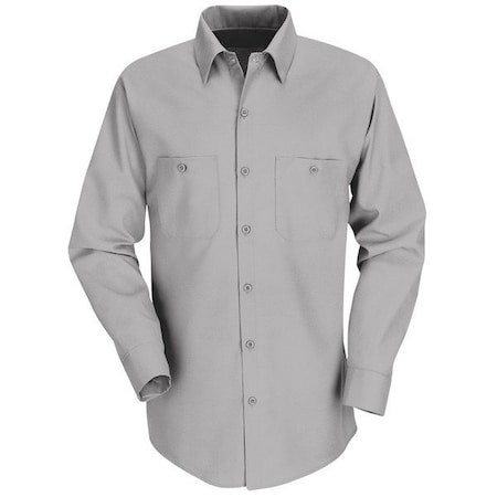 Men's Long Sleeve Poplin Work Shirt, Cotton/Polyester, Button Fronts, 2 Pocket(s), Light Gray, 4XL MPN:SP14LA RG 4XL