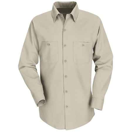 Men's Long Sleeve Poplin Work Shirt, Cotton/Polyester, Button Fronts, 2 Pocket(s), Tan, 3XL MPN:SP14LT RG 3XL