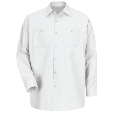 Men's Long Sleeve Poplin Work Shirt, Cotton/Polyester, Button Fronts, 2 Pocket(s), White, 3XL MPN:SP14WH LN 3XL