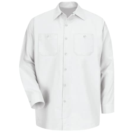 Men's Long Sleeve Poplin Work Shirt, Cotton/Polyester, Button Fronts, 2 Pocket(s), White, 4XL MPN:SP14WH LN 4XL
