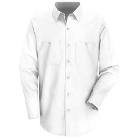 Men's Long Sleeve Industrial Work Shirt, Cotton/Polyester, Button, 2 Front Pocket(s), White, S MPN:SP14WH RG S