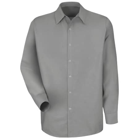 Men's Long Sleeve Pocketless Work Shirt, Cotton/Polyester, Snap, 0 Pocket(s), Gray, 2XL MPN:SP16LA RG XXL