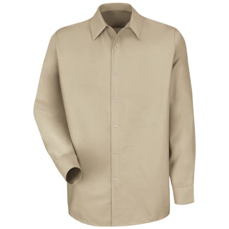 Men's Long Sleeve Pocketless Work Shirt, Cotton/Polyester, Snap, 0 Pocket(s), Light Tan, XL MPN:SP16LT RG XL